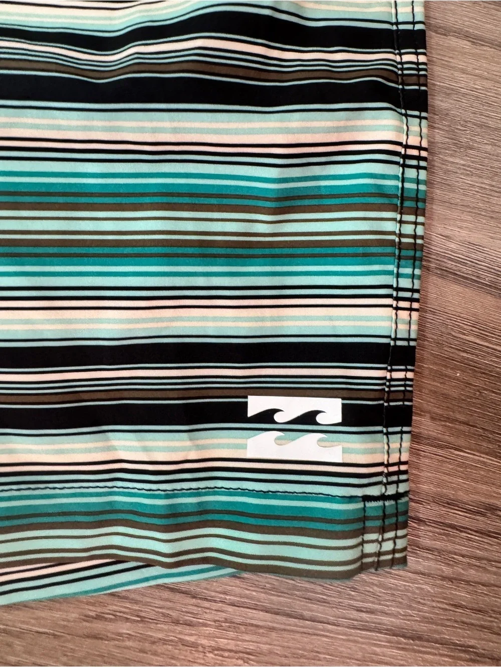 Y2K Style Billabong Striped Board Shorts Teal Green Gorpcore Surf Swim Trunks S